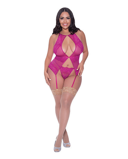 Berrylicious Lace Halter Basque &amp; G-String Pink QN