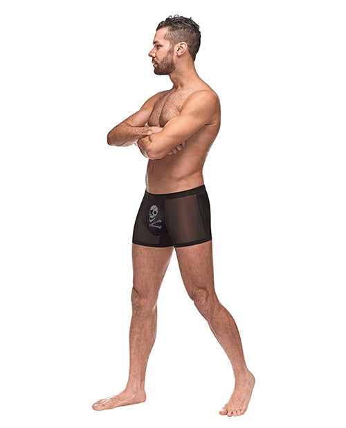 Private Screening Micro Mesh &amp; Modal Skull Pouch Short Black LG