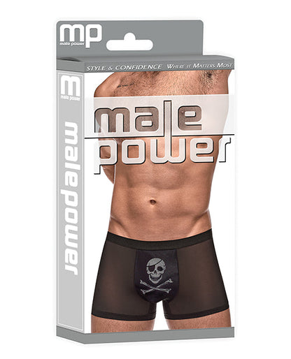 Private Screening Micro Mesh &amp; Modal Skull Pouch Short Black XL