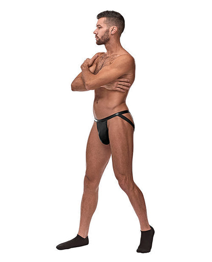 Cage Matte Strappy Ring Jock Black S/M