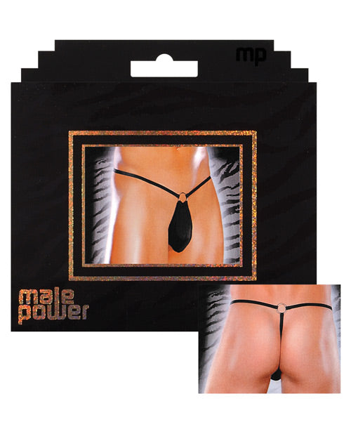 Male Power G-String w/Front Ring Black O/S