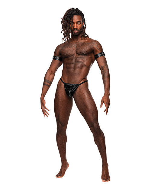 Pisces PU Leather Bicep &amp; Back Harness Black O/S