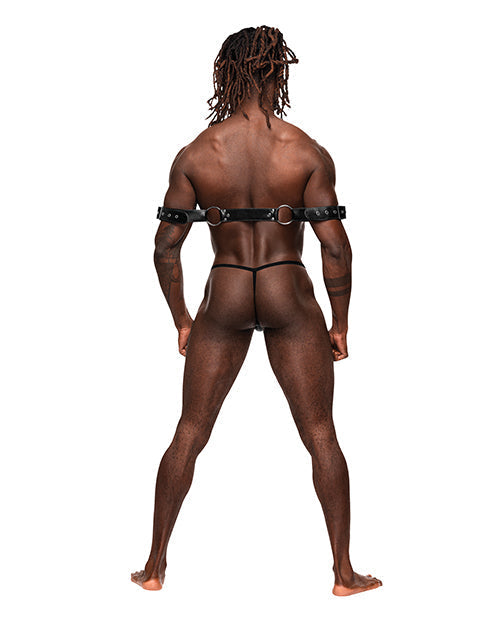 Pisces PU Leather Bicep &amp; Back Harness Black O/S