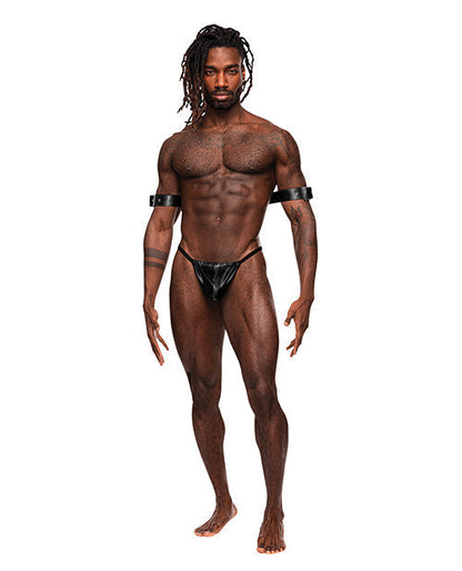 Pisces PU Leather Bicep &amp; Back Harness Black O/S