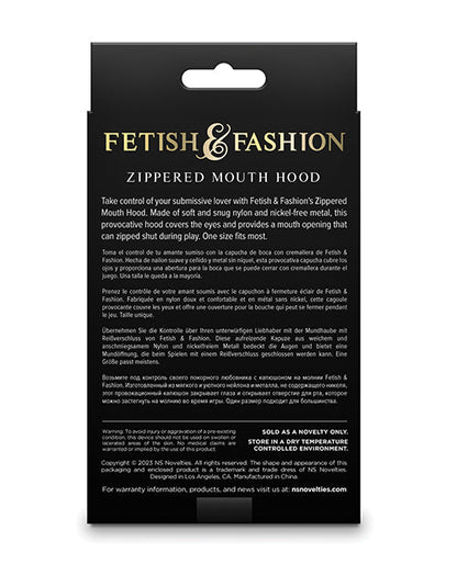 Fetish &amp; Fashion Zippered Mouth Hood - Black