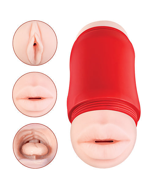Delite Two Ways Mouth &amp; Vagina Masturbator - White