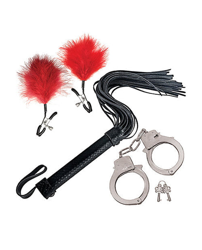 Bondage by Nasstoys Whip &amp; Cuff Set - Red