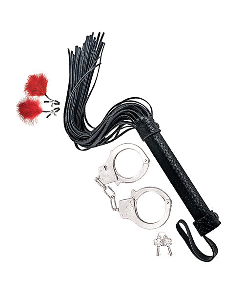 Bondage by Nasstoys Whip &amp; Cuff Set - Red