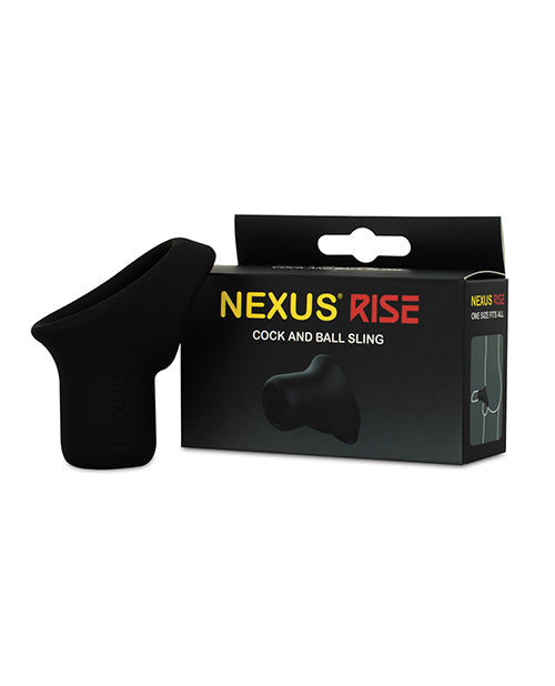 Nexus Rise Liquid Silicone Cock &amp; Ball Sling - Black