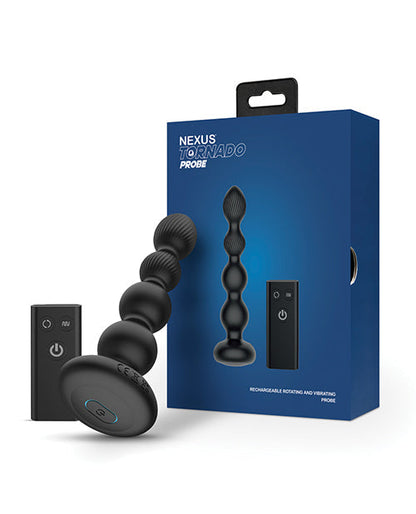 Nexus Tornado Probe Rotating &amp; Vibrating Butt Plug - Black