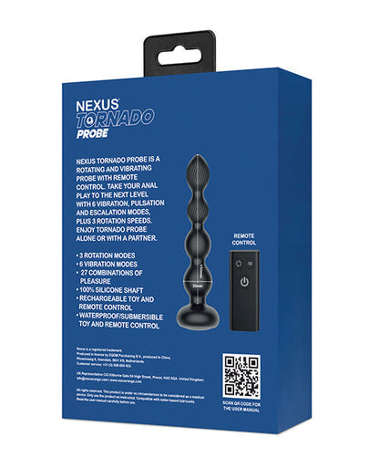 Nexus Tornado Probe Rotating &amp; Vibrating Butt Plug - Black