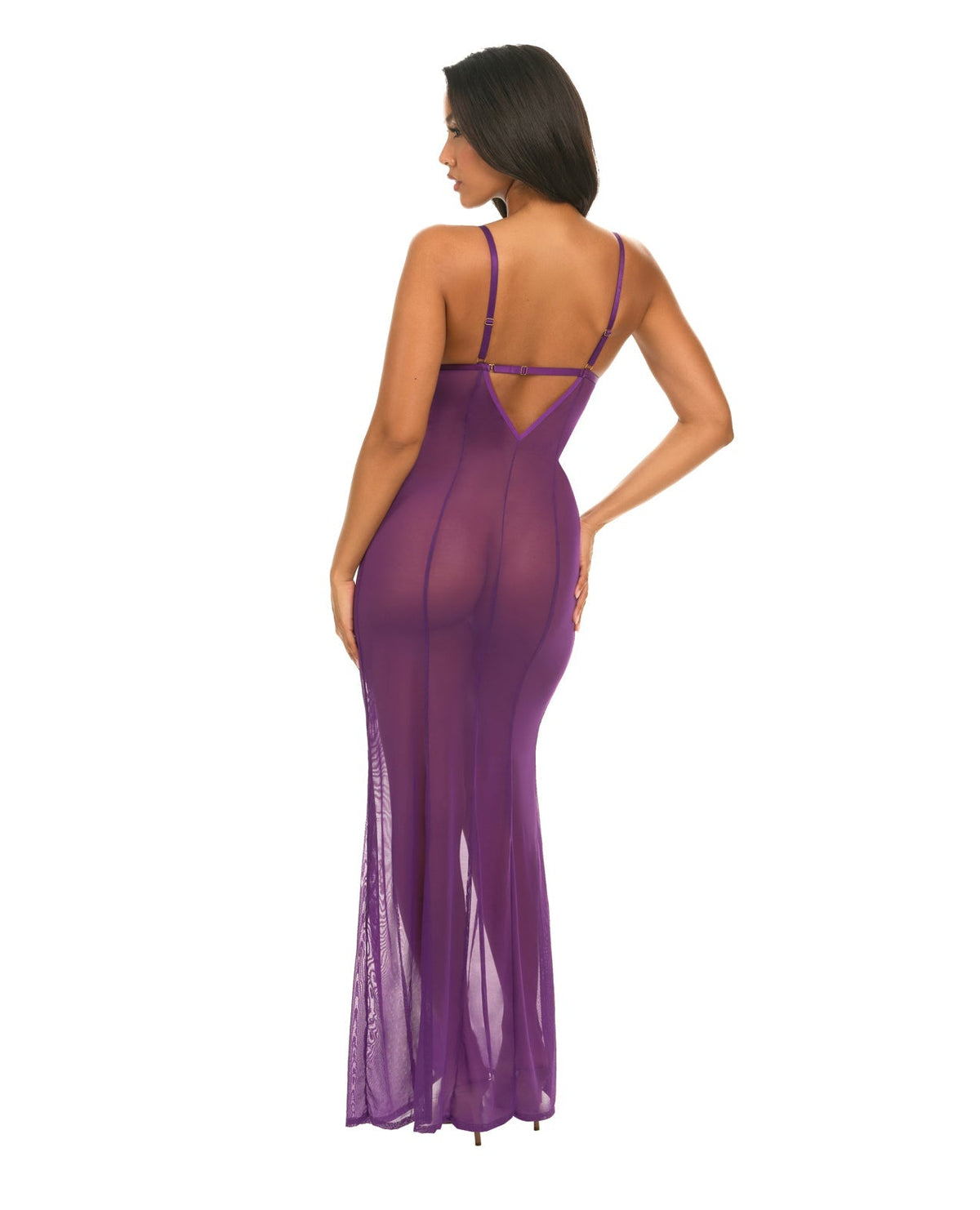 Katana Mesh &amp; Eyelash Lace Gown - Purple S/M