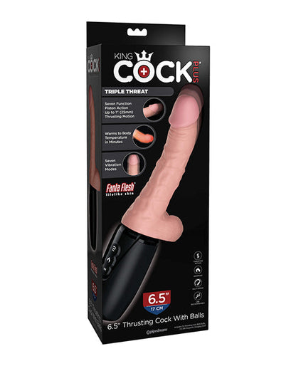 King Cock Plus Thrusting, Warming &amp; Vibrating  6.5" Triple Threat Dong