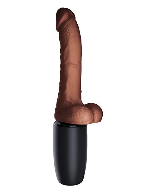 King Cock Plus Thrusting, Warming &amp; Vibrating  7.5" Triple Threat Dong - Brown