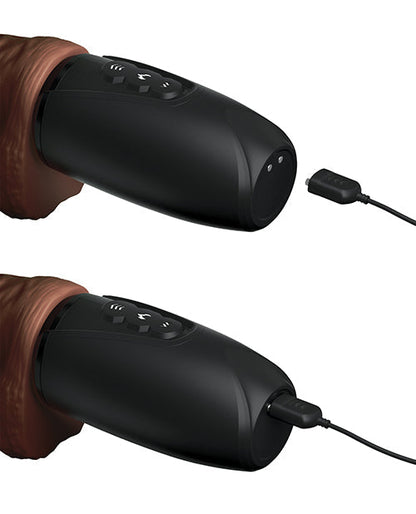 King Cock Plus Thrusting, Warming &amp; Vibrating  7.5" Triple Threat Dong - Brown