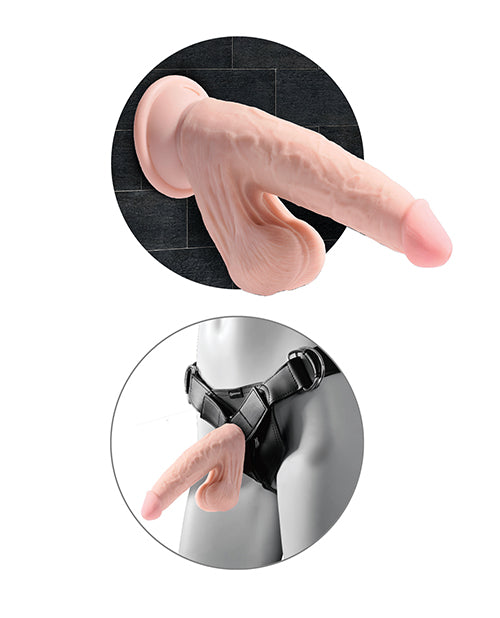 King Cock Plus Suction Cup Dildo |  9" Big Dildo Triple Density with Swinging Balls