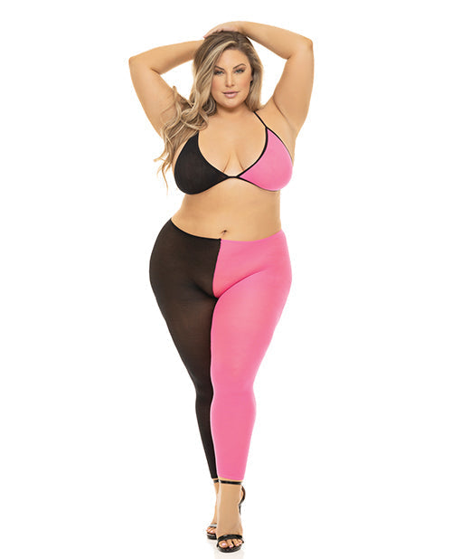 Pink Lipstick Block You Out Bra &amp; Legging Black/Pink QN