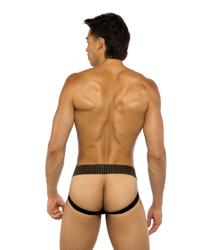 Sacred Heart Jockstrap w/Contoured Pouch &amp; Studded Elastic Waist - Black MD