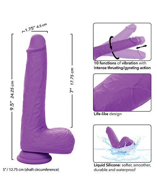 Silicone Studs Rechargeable Gyrating &amp; Thrusting Vibrator - Purple