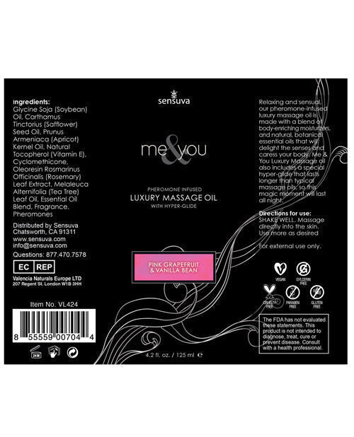 Sensuva Me &amp; You Massage Oil - 4.2 oz Sensual Bliss