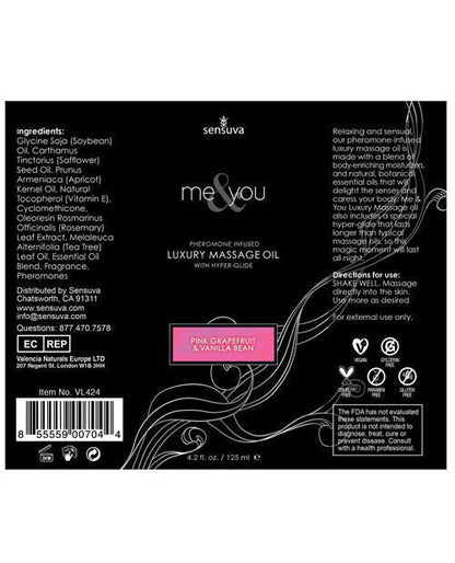 Sensuva Me &amp; You Massage Oil - 4.2 oz Sensual Bliss