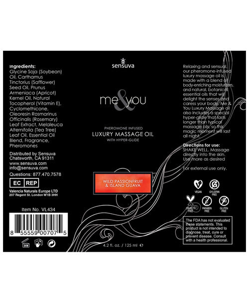 Sensuva Me &amp; You Massage Oil - 4.2 oz Island Passion