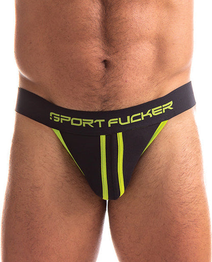 Sport Fucker Jersey Jock - L Black/Green