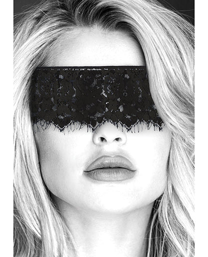 Shots Ouch Black &amp; White Lace Mask w/Elastic Straps - Black