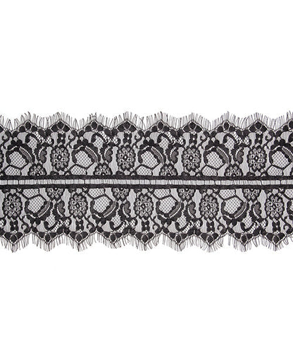 Shots Ouch Black &amp; White Lace Mask w/Elastic Straps - Black