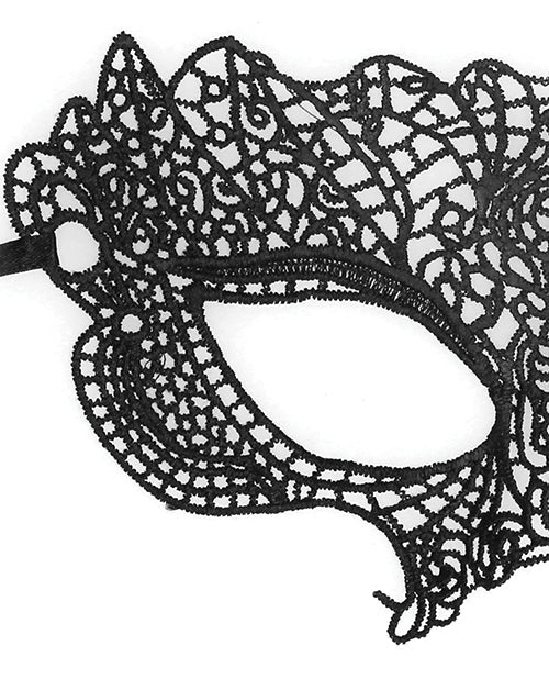 Shots Ouch Black &amp; White Lace Eye Mask - Princess Black