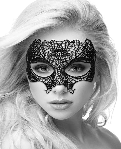 Shots Ouch Black &amp; White Lace Eye Mask - Princess Black