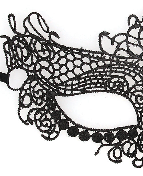 Shots Ouch Black &amp; White Lace Eye Mask - Queen Black