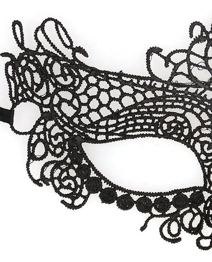 Shots Ouch Black &amp; White Lace Eye Mask - Queen Black