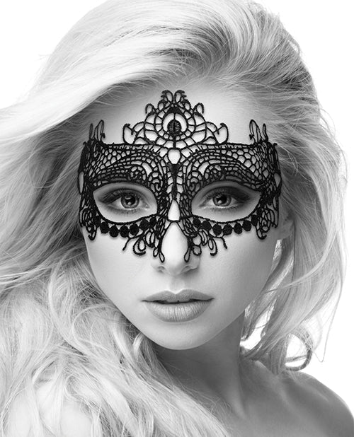 Shots Ouch Black &amp; White Lace Eye Mask - Queen Black