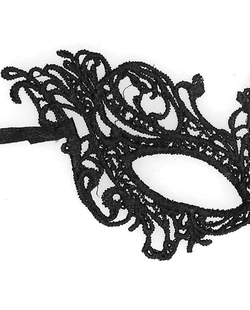 Shots Ouch Black &amp; White Lace Eye Mask - Royal Black
