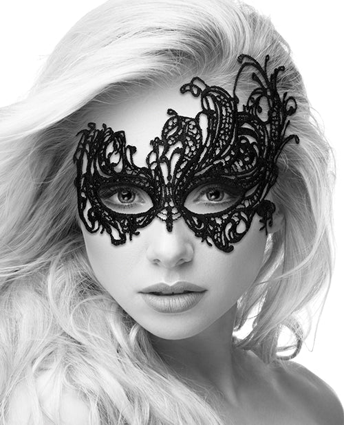 Shots Ouch Black &amp; White Lace Eye Mask - Royal Black