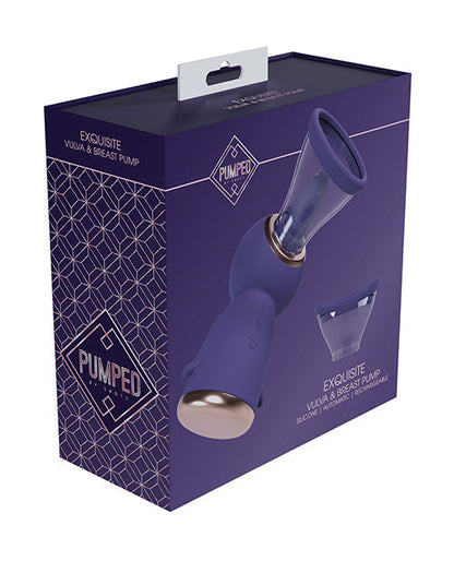 Shots Pumped Exquisite Rechargeable Vulva &amp; Breast Pump - Purple