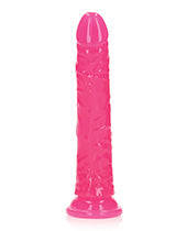Shots RealRock 8" Big Dildo | Slim Neon Pink Dildo | Glow in the Dark Suction Cup Dildo