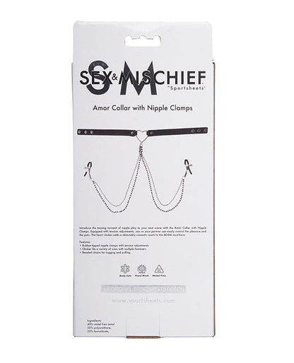 Sex &amp; Mischief Amor Collar w/Nipple Clamps