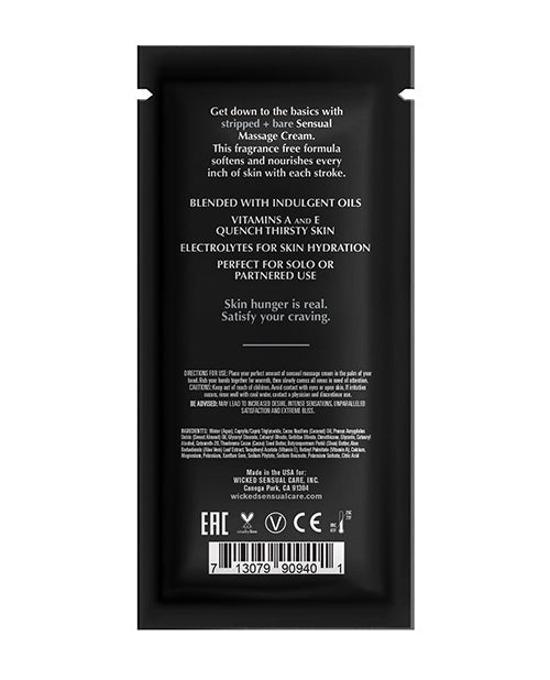 Wicked Sensual Care Stripped &amp; Bare Unscented Massage Cream  - .34 oz