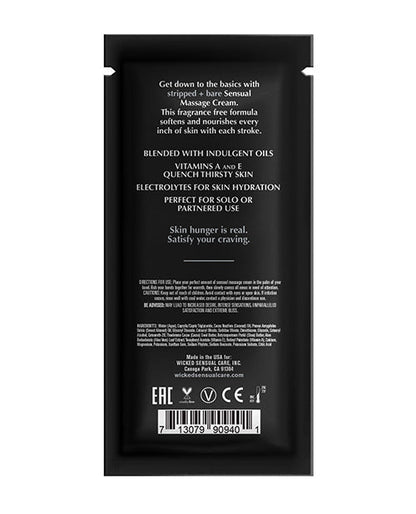 Wicked Sensual Care Stripped &amp; Bare Unscented Massage Cream  - .34 oz