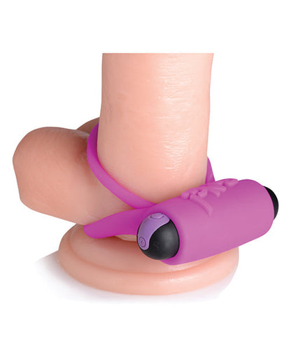 Bang! Vibrating Cock Ring &amp; Bullet w/Remote Control - Purple
