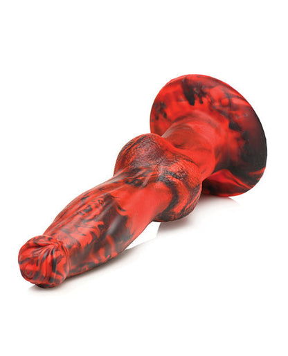 Creature Cocks Hell-Wolf Thrusting &amp; Vibrating Silicone Dildo - Black/Red