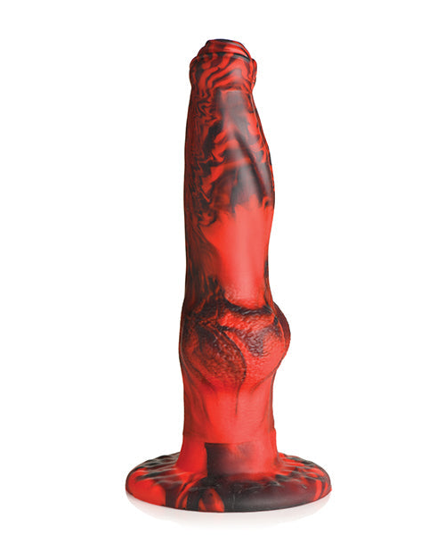 Creature Cocks Hell-Wolf Thrusting &amp; Vibrating Silicone Dildo - Black/Red