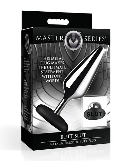 Master Series Butt Slut Metal &amp; Silicone Butt Plug - Metal/Black