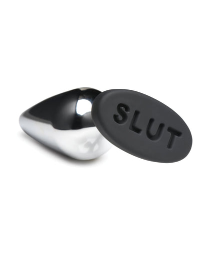 Master Series Butt Slut Metal &amp; Silicone Butt Plug - Metal/Black
