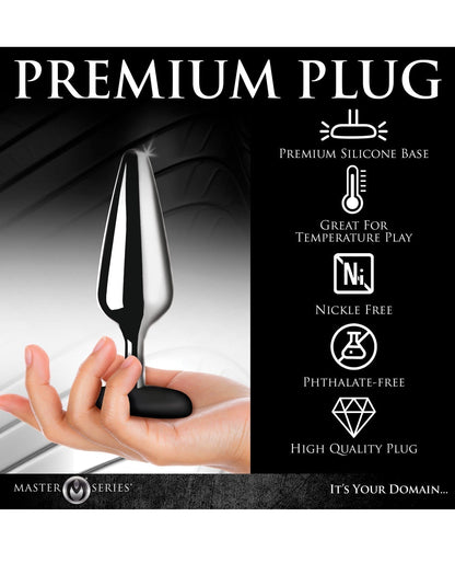 Master Series Butt Slut Metal &amp; Silicone Butt Plug - Metal/Black