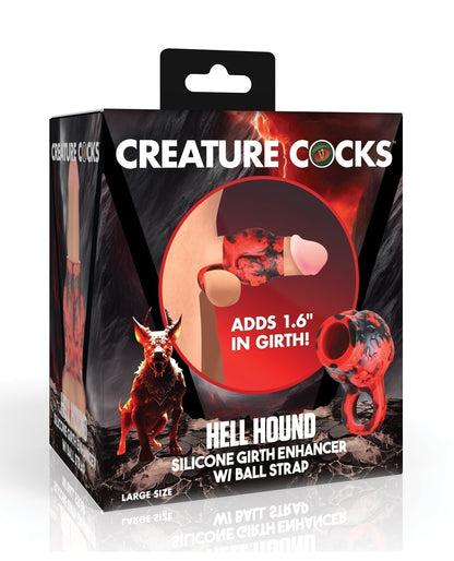 Creature Cocks Hell Bound Penis Sleeve &amp; Ball Stretcher - Large, Red/Black