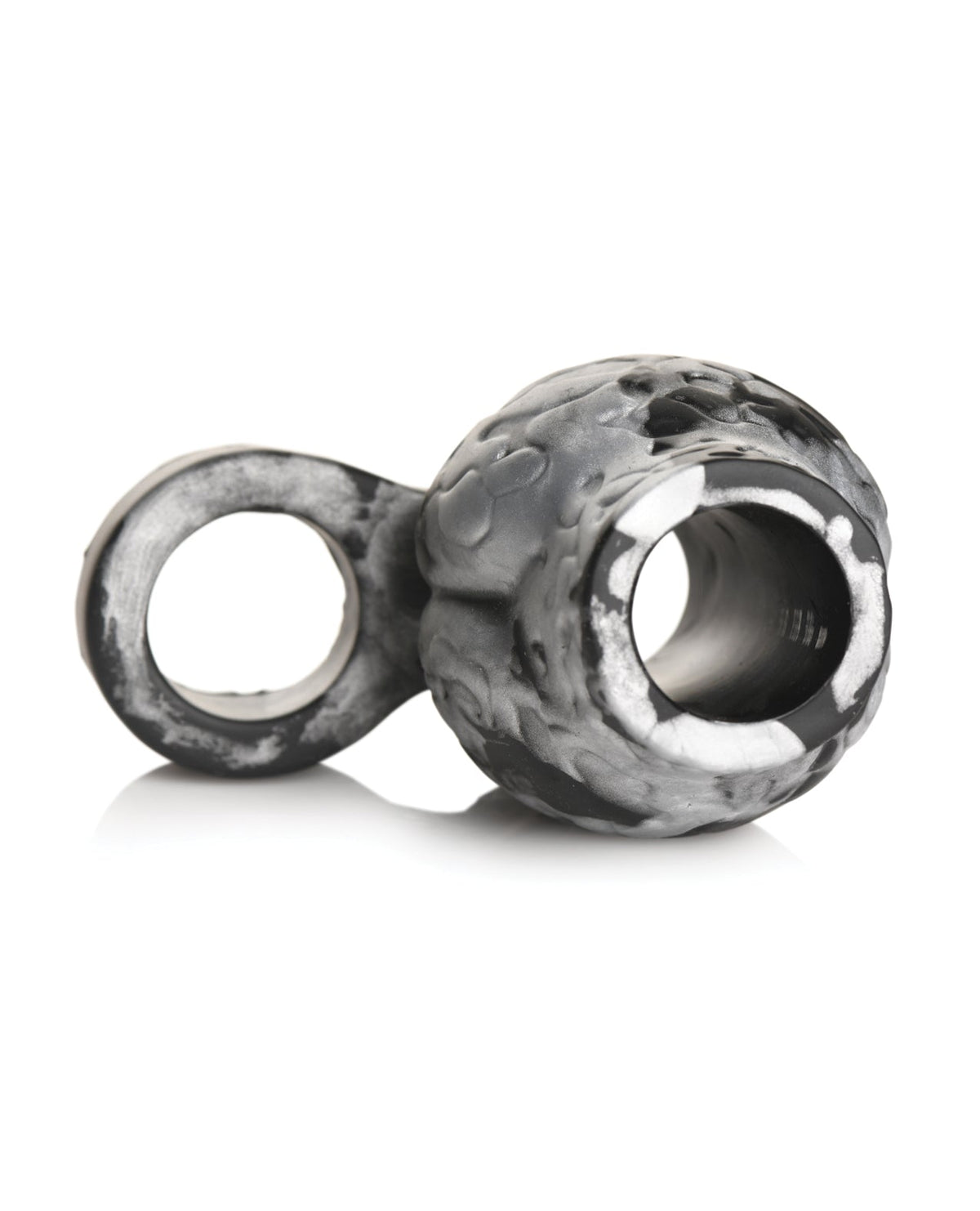 Creature Cocks Night Prowler Silicone Penis Sleeve &amp; Ball Stretcher - Large, Silver/Black