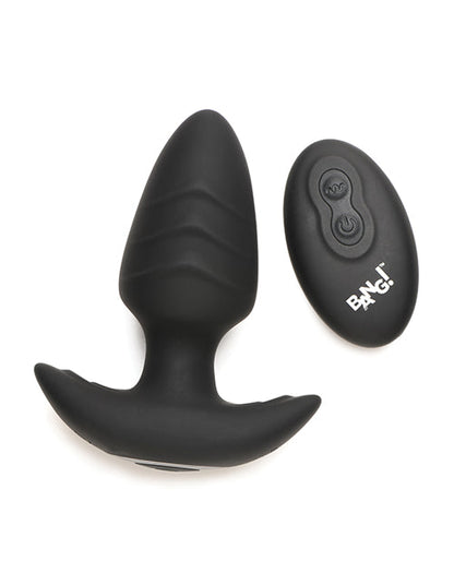 Bang! Rotating &amp; Vibrating Tapered Butt Plug w/Remote - Black